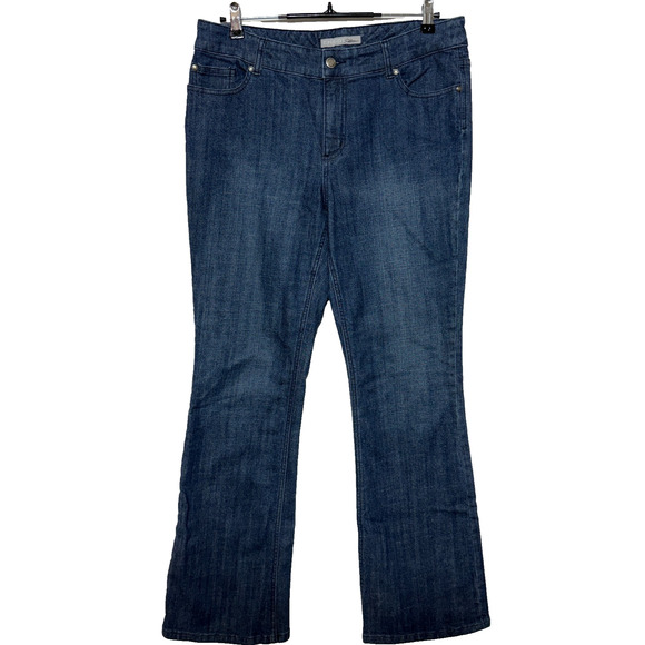 Chicos Jeans Womens Large 2 Blue Embellished Platinum Bootcut Actual 34X31 - Picture 2 of 9